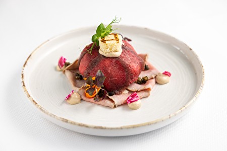 voorgerecht - carpaccio - bieten - geitenkaas - chefkok - landgoed de rosep - oisterwijk - menukaart - 3 gangen - bistro